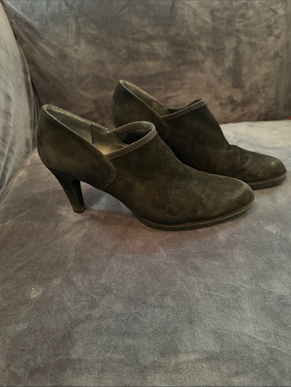 Stuart Weitzman Black Suede Heeled Booties